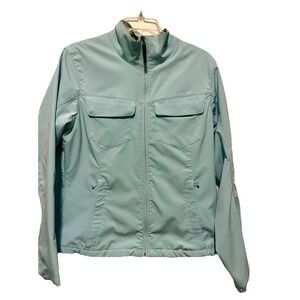 Eddie Bauer Jacket Travex Womens Size L Light Blue Full Zip Pockets Long Sleeve